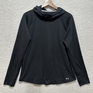 Under Armour Fitted Heathear Base Layer Funnel Hoodie Black Women's Size‎ LG